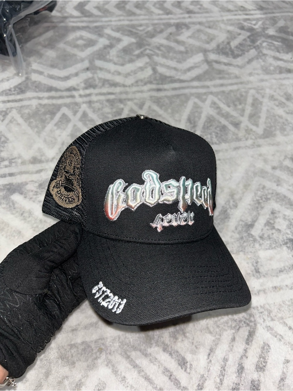 Godspeed Embroidered Black Trucker Cap